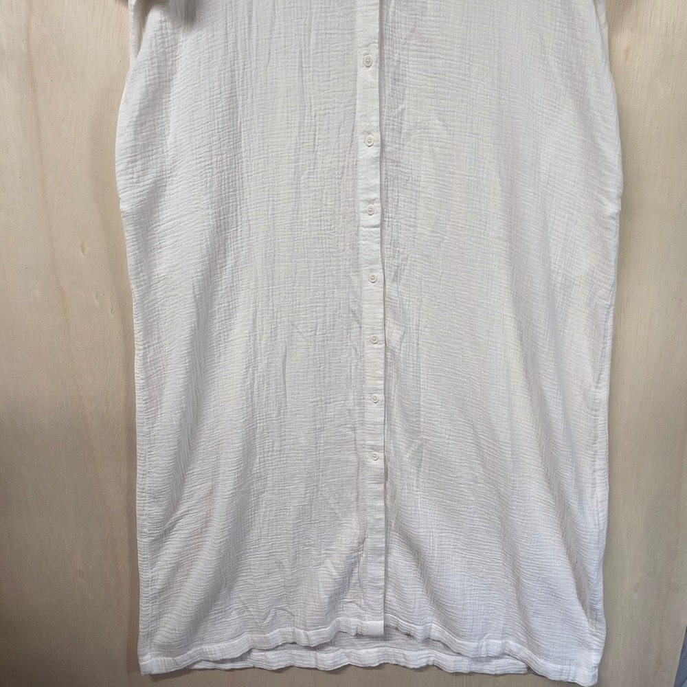 Chico's White Cotton Gauze Button Front Maxi Shirt Dress Womens Size 3 US 16/18 - Picture 12 of 15
